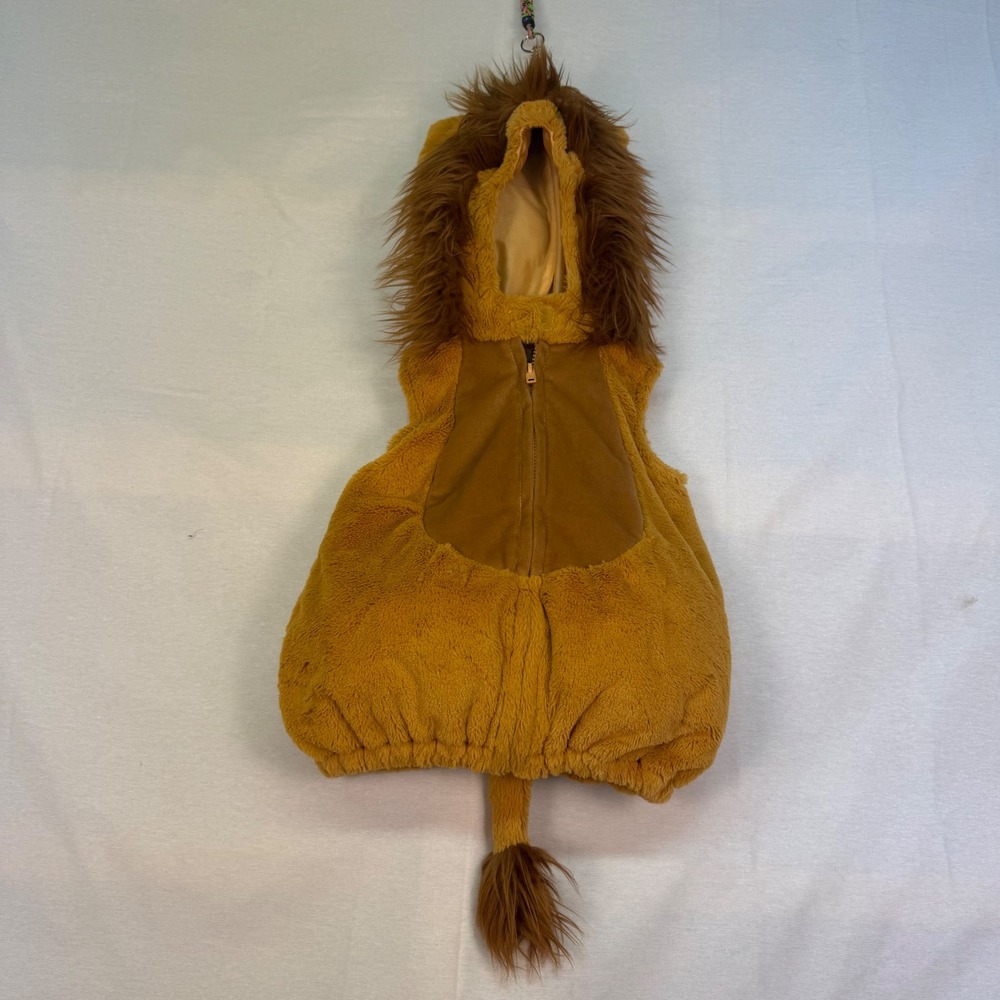 Going Wild Kids Lion Costume Vest Plush Faux Fur Hooded Brown Mane 18M Gold Tan